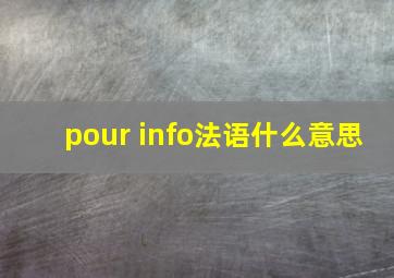 pour info法语什么意思